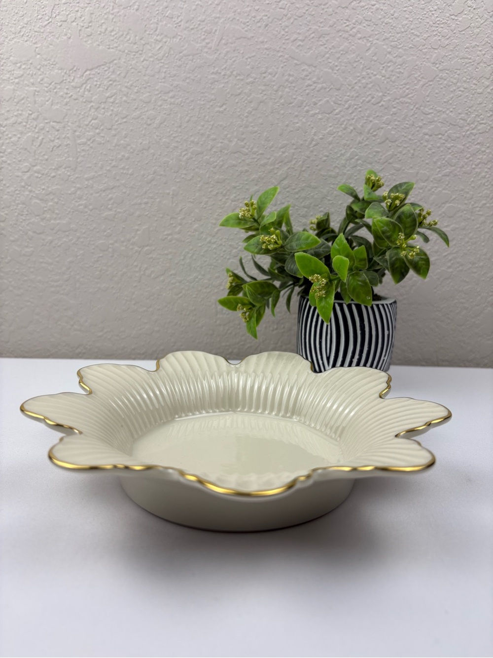 Vintage Lenox Meridian Collection Candy Dish Styled with Flower Petal Silhouette